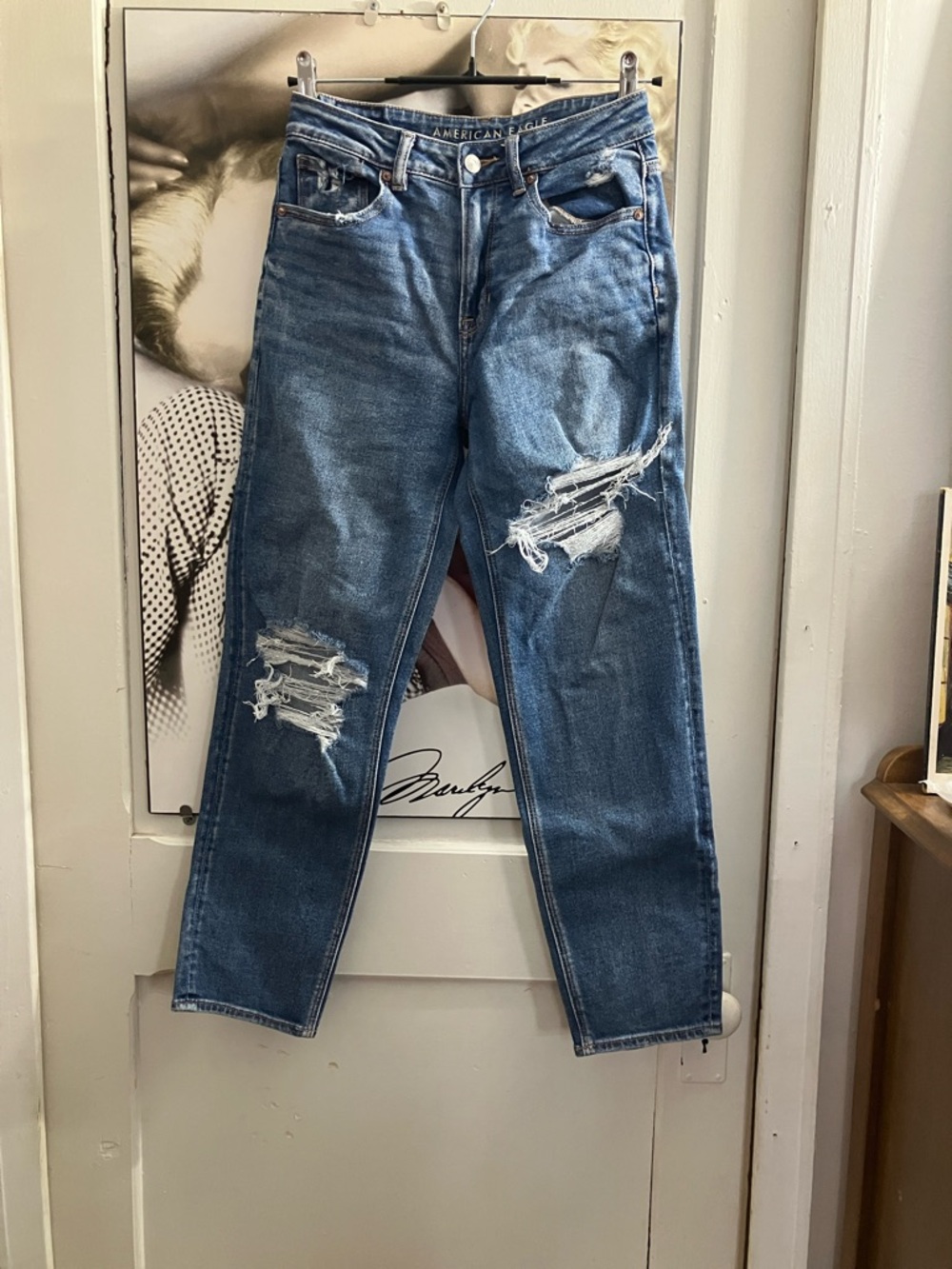 2/25$ American Eagle Outfitters Stretch Distressed Denim Jeans - Medium Blue